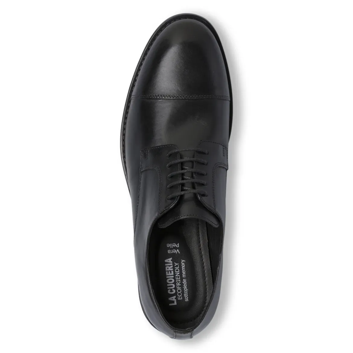 Stringate da uomo nere in pelle con allacciature Derby La Cuoieria
