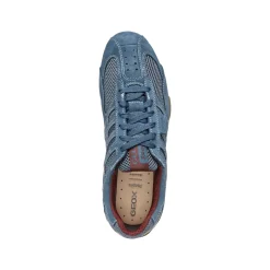 Stringate Uomo azzurre con inserti in mesh e suola traspirante Geox