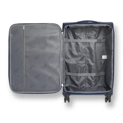 Trolley medio in tessuto blu e ocra Romeo Gigli Milano