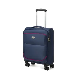 Trolley piccolo blu in tessuto per viaggi brevi Romeo Gigli Milano
