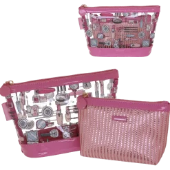 Trousse make-up set da 2 pochette rosa da Donna Camomilla Milano