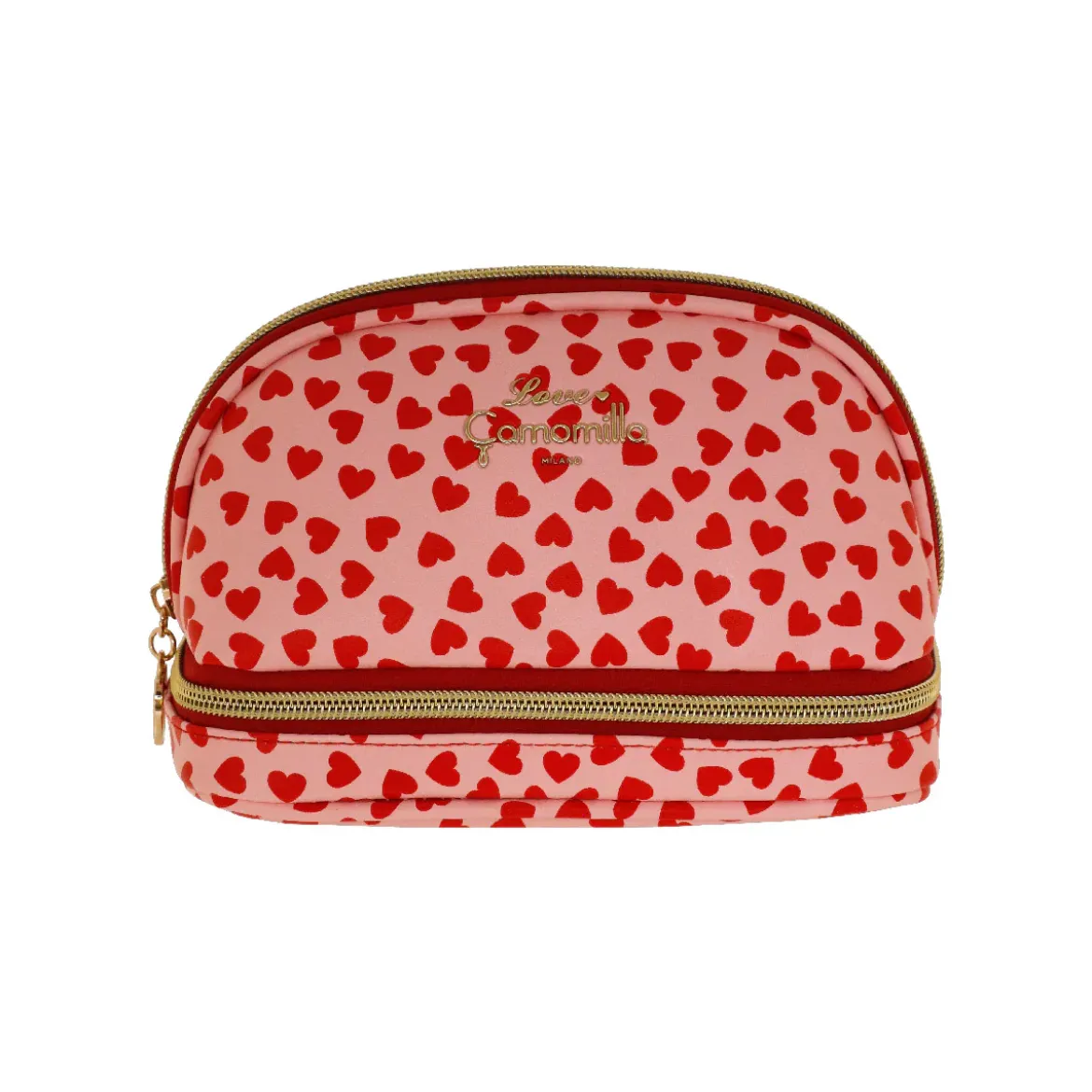 Trousse rosa con cuori rossi da Donna Camomilla Milano