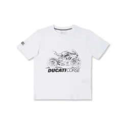 T-shirt bianca Bambino con stampa sportiva maniche corte Ducati Corse