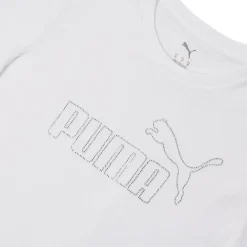T-shirt Bianca da Donna a maniche corte con logo strass Puma