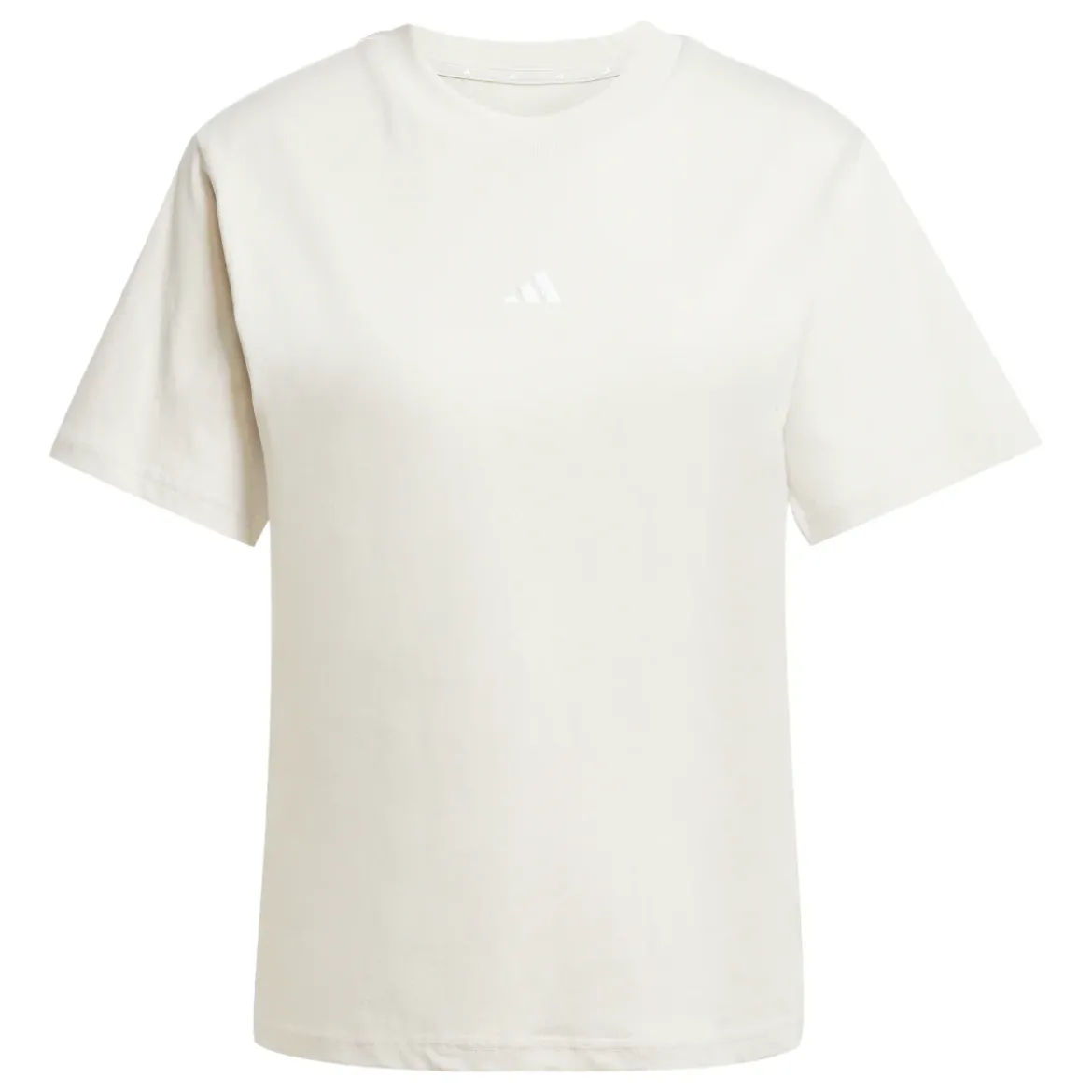 T-shirt bianco off-white da donna adidas con logo centrale