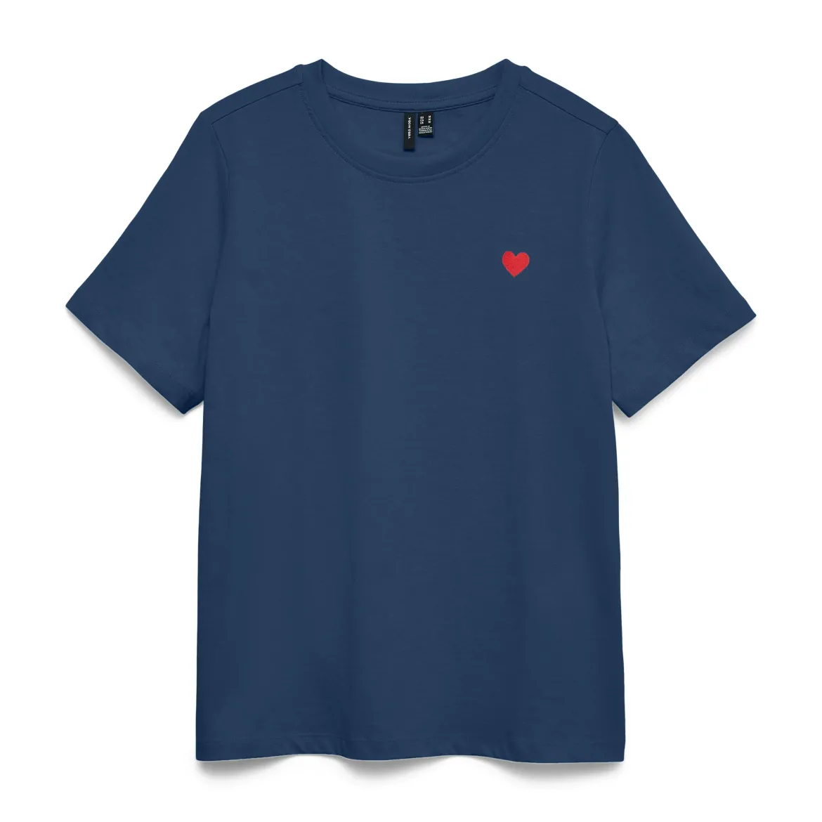 T-shirt blu da Donna con cuore rosso ricamato Vero Moda