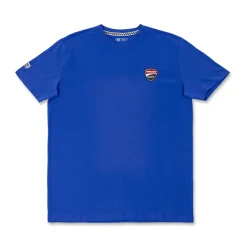 T-shirt blu Uomo con logo frontale e stampa posteriore Ducati