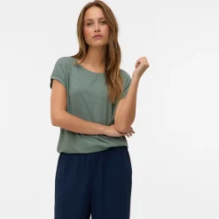 T-shirt casual verde da Donna con effetto lurex Vero Moda