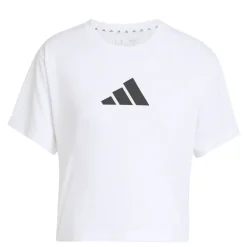 T-shirt cropped bianca da Donna con logo frontale adidas