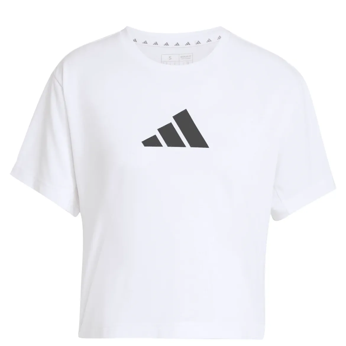 T-shirt cropped bianca da Donna con logo frontale adidas