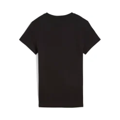 T-shirt da donna nera con logo bianco a contrasto sul petto Puma