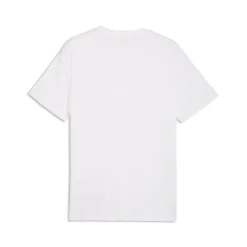 T-shirt da uomo bianca Puma con logo rosso dal design geometrico