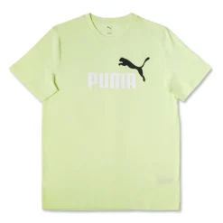 T-shirt da uomo giallo chiaro con logo frontale nero e bianco Puma