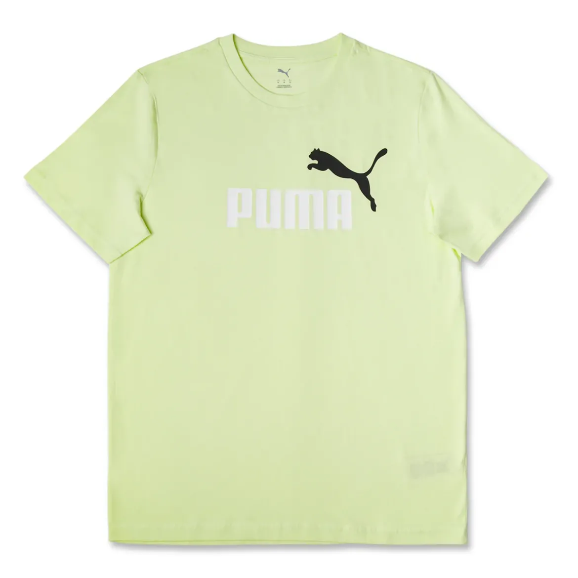 T-shirt da uomo giallo chiaro con logo frontale nero e bianco Puma