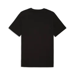 T-shirt da uomo nera con logo bianco in cotone Puma