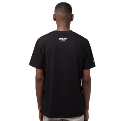 T-shirt da uomo nera in cotone con logo Ducati Corse