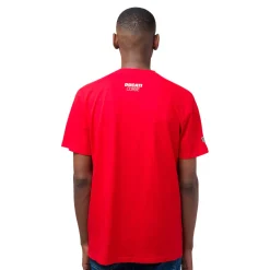 T-shirt da uomo rosso in cotone con logo e stampa Ducati Corse