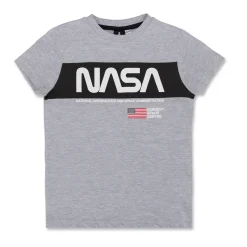 T-shirt grigia da bambino con logo e bandiera USA Nasa