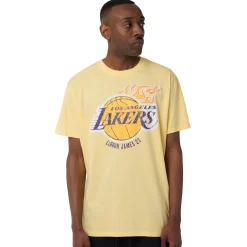 T-shirt in Cotone da Uomo gialla con maxi stampa LA Lakers e Lebron James NBA