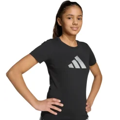 T-shirt nera da Bambina con logo adidas JG GLAM T