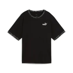 T-shirt nera da Donna con dettagli animalier ESS GRAPHIC Puma