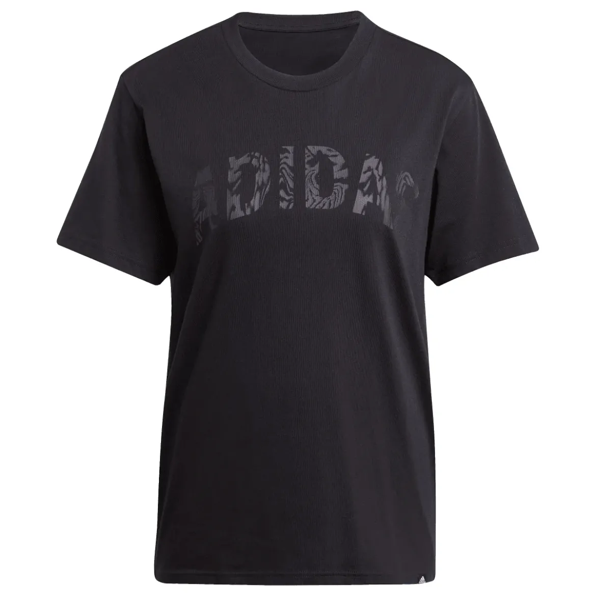 T-shirt nera da Donna con logo frontale stampato in tono adidas