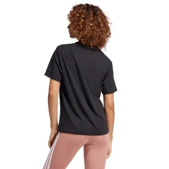 T-shirt nera da Donna con logo frontale stampato in tono adidas