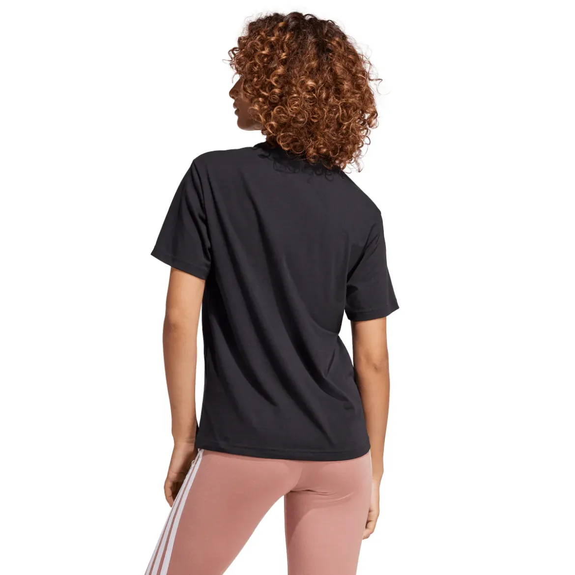 T-shirt nera da Donna con logo frontale stampato in tono adidas