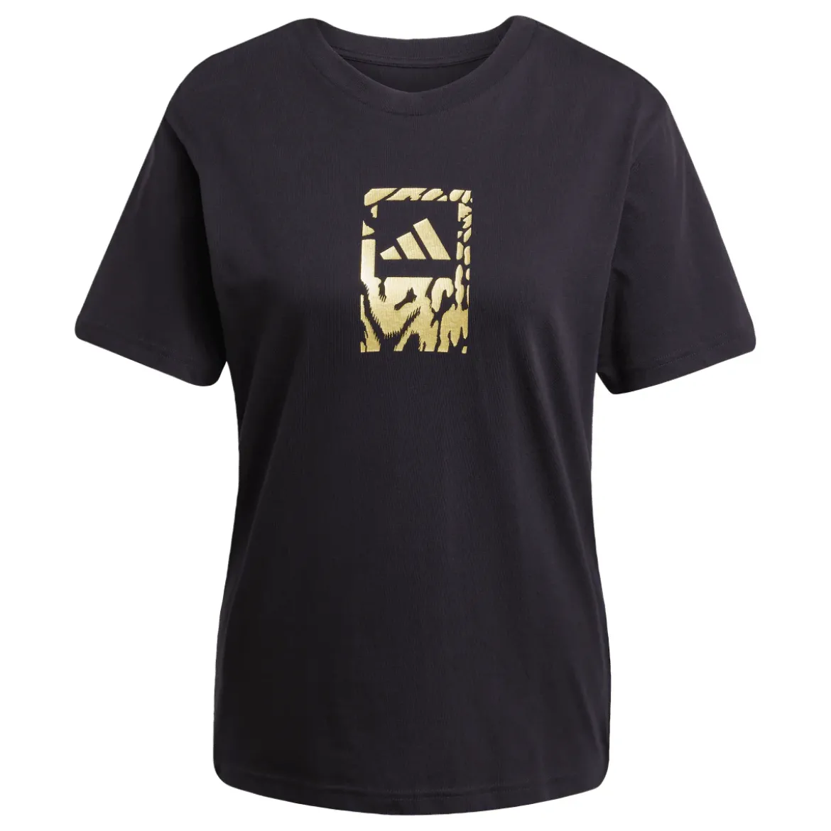 T-shirt nera da Donna con logo oro stampato adidas