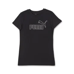 T-shirt Nera da Donna girocollo con logo in strass Puma
