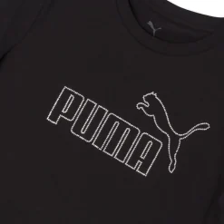 T-shirt Nera da Donna girocollo con logo in strass Puma
