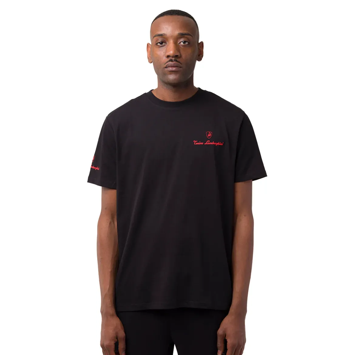 T-shirt nera da uomo in cotone con stampa toro 3D sul retro Tonino Lamborghini