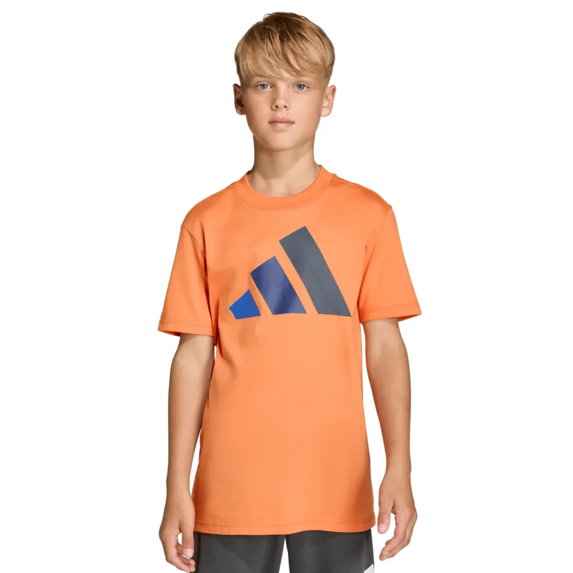 T-shirt sportiva arancione da Bambino con stampa logo frontale adidas