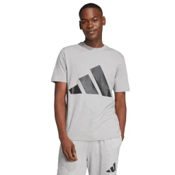 T-shirt sportiva da uomo grigia adidas con logo nero