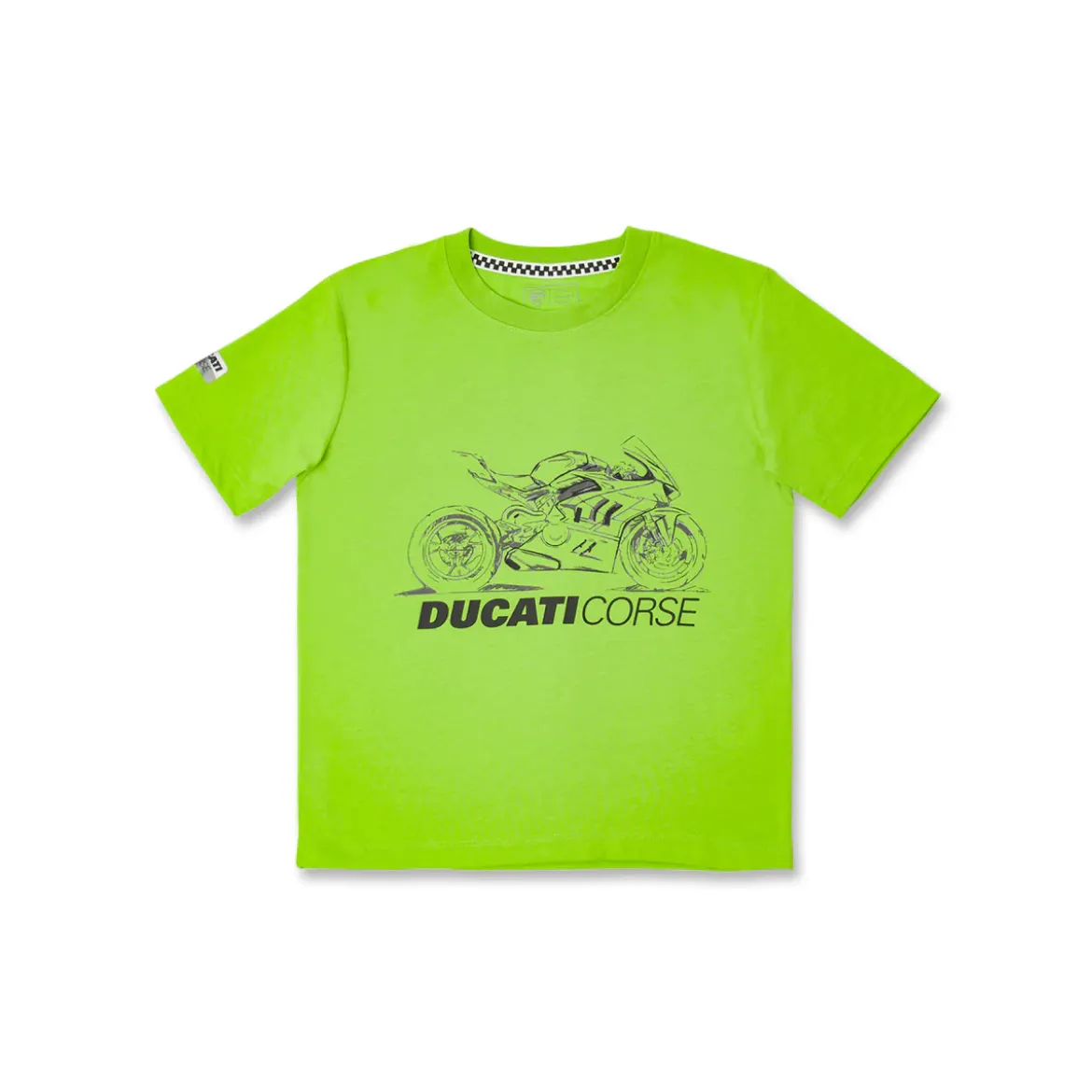 T-shirt verde da Bambino a manica corta con grafica Ducati Corse