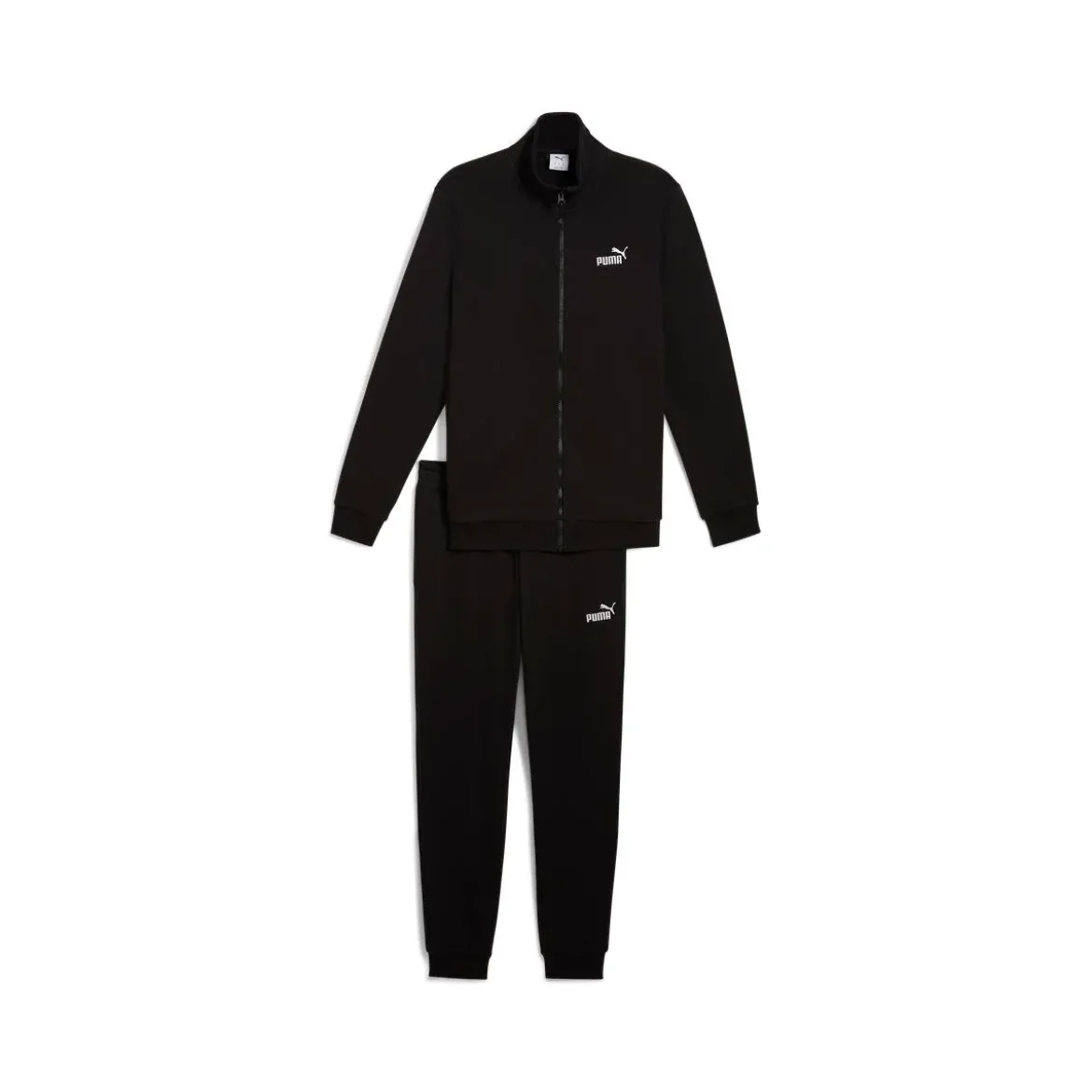 Tuta completo coordinato da uomo nero con logo e zip intera Puma