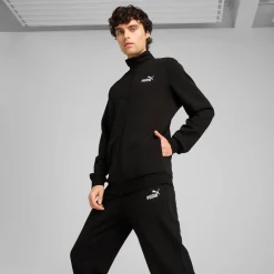 Tuta completo coordinato da uomo nero con logo e zip intera Puma