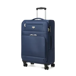Valigia media blu in tessuto con combinazione Romeo Gigli Milano