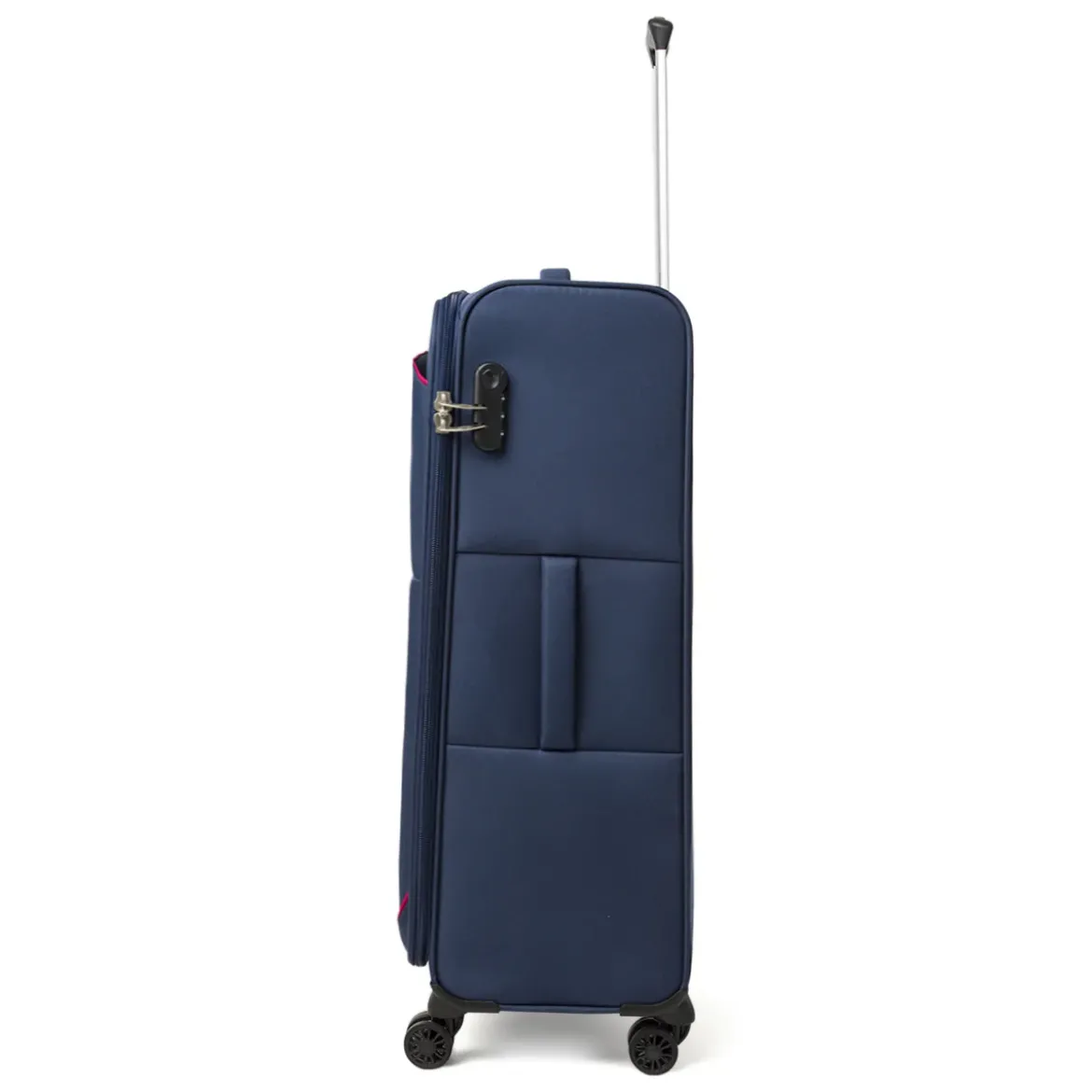 Valigia trolley blu in tessuto con dettagli rossi Romeo Gigli Milano