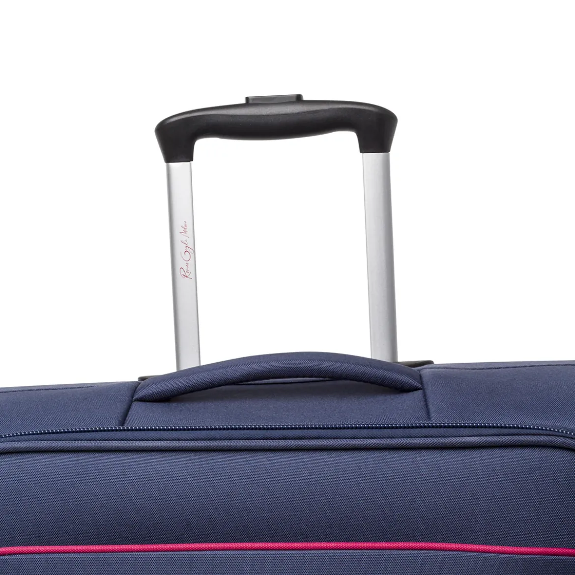 Valigia trolley blu in tessuto con dettagli rossi Romeo Gigli Milano