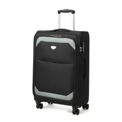 Valigia trolley media in tessuto resistente nera Romeo Gigli Milano