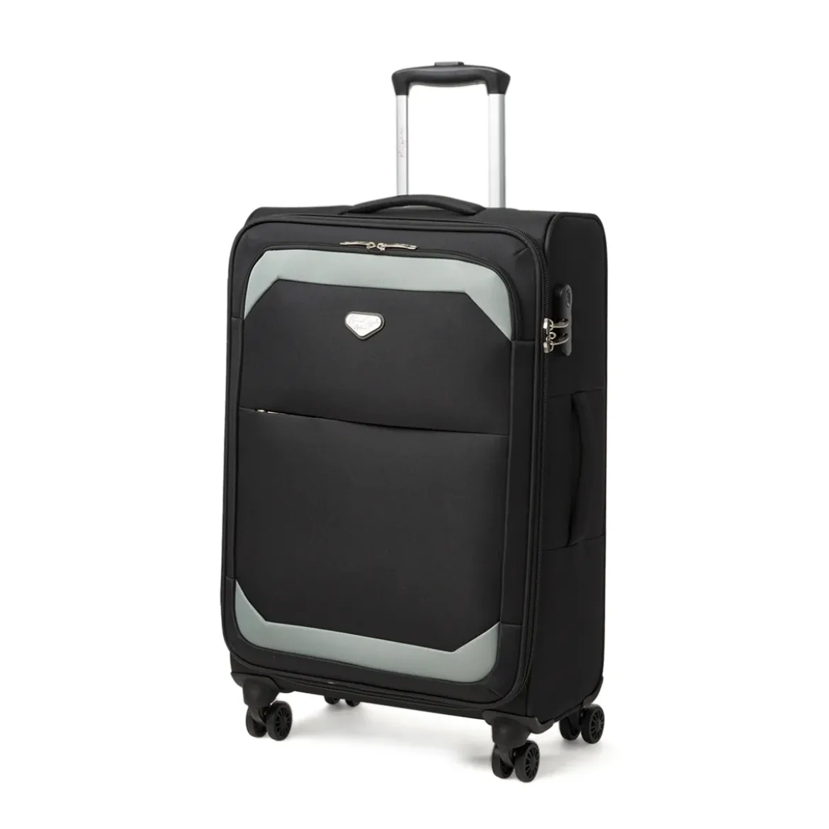 Valigia trolley media in tessuto resistente nera Romeo Gigli Milano