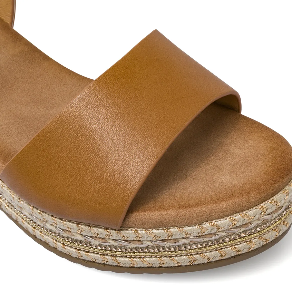 Zeppe marroni da Donna con plateau in corda e strass Lora Ferres